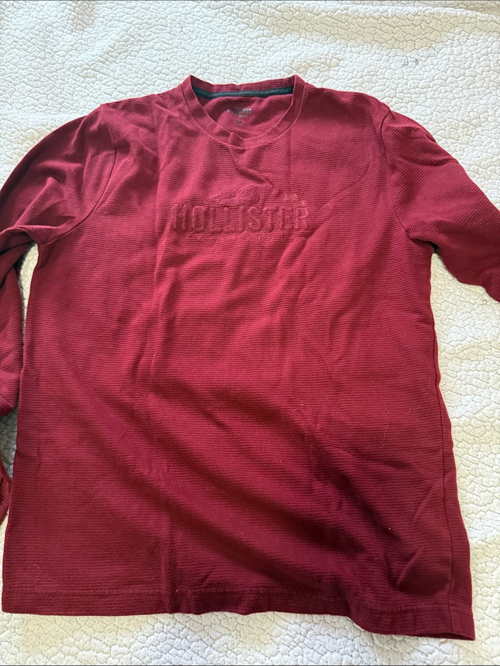 Hollister Men's Long Sleeve Crewneck — Deep Wine Red